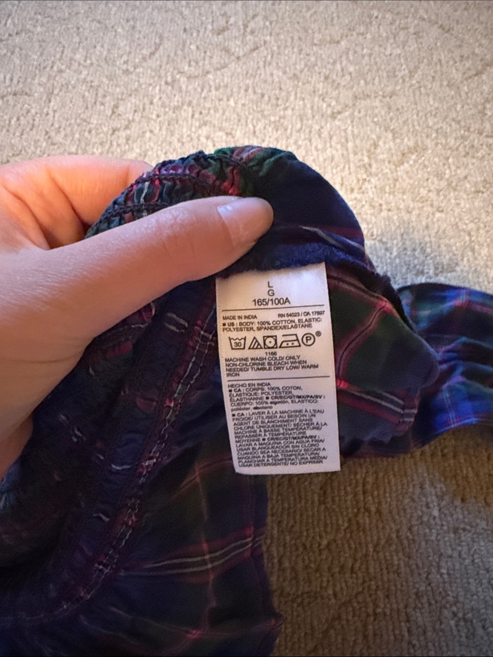 Old Navy Plaid Smocked Peplum Blouse - Blue, Green, Purple - Picture 3 of 3